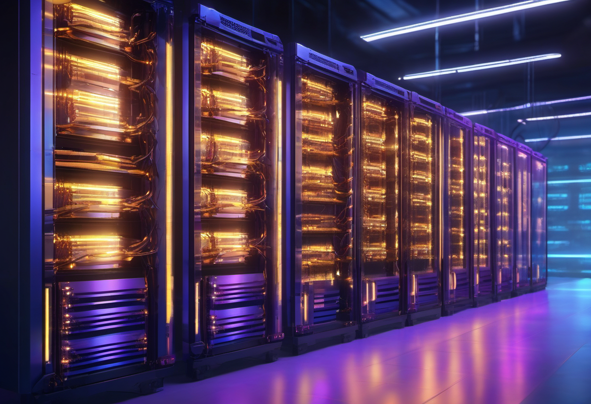 Abstract concept art of 800V power conversion for AI data centers. AI-generated image.