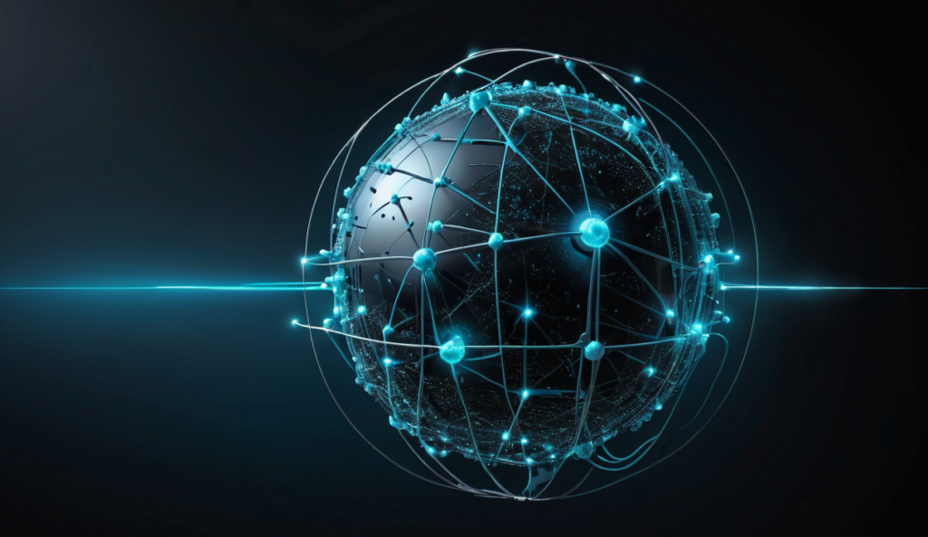 Abstract concept of a glowing interconnected cloud-native mobile core network